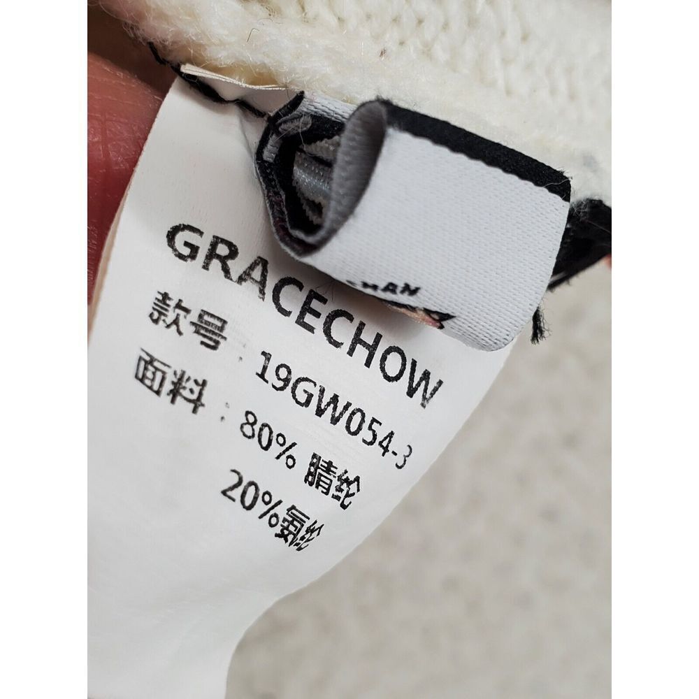 Grace Chow x Chibi Maruko Chan Knit Sweater Japanese Womens S Ivory White Red LS - Picture 8 of 11